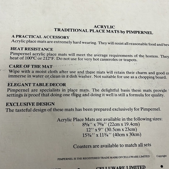 Pimpernel Traditional Acrylic Cork Back Placemats & Coasters English Rose Box - Picture 9 of 10